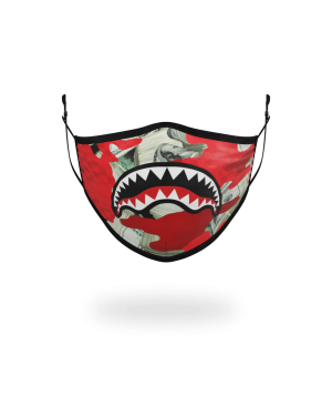 ADULT MONEY CAMO RED FORM-FITTING FACE MASK