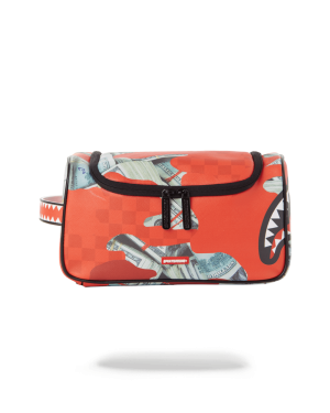 MONEY CAMO RED TOILETRY BAG