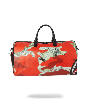 MONEY CAMO RED DUFFLE