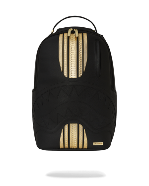 GOLD AND BLACK RACING STRIPES BACKPACK
